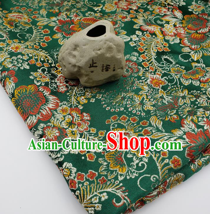 Top Quality Chinese Classical Phoenix Peony Pattern Green Brocade Silk Material Traditional Asian Hanfu Dress Jacquard Cloth Traditional Satin Fabric