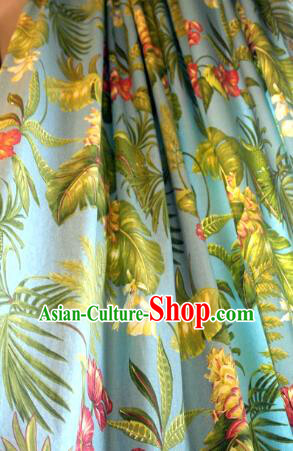 Top Quality Chinese Classical Coconut Grove Pattern Blue Cotton Material Asian Traditional Curtain Cloth Fabric