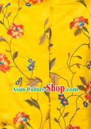 Top Quality Chinese Classical Embroidered Peony Pattern Yellow Silk Material Asian Traditional Curtain Cloth Fabric