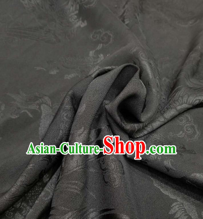 Top Quality Chinese Classical Dragon Phoenix Pattern Black Silk Material Traditional Asian Hanfu Dress Jacquard Cloth Traditional Satin Fabric