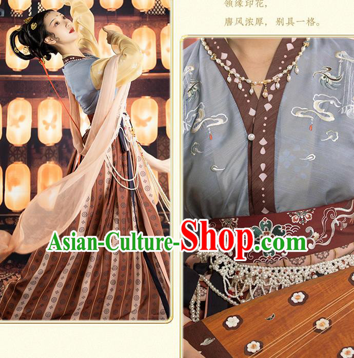 Traditional Chinese Tang Dynasty Royal Princess Hanfu Apparels Ancient Flying Apsaras Dance Embroidered Historical Costumes Full Set for Women