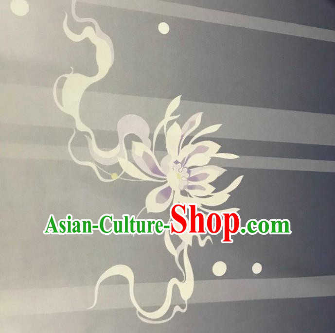 Chinese Hanfu Dress Traditional Plum Orchid Bamboo Chrysanthemum Pattern Design Grey Satin Fabric Silk Material Traditional Asian Tapestry