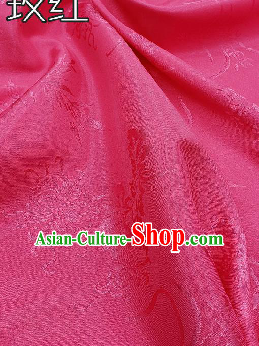 Chinese Traditional Plum Orchid Bamboo Chrysanthemum Pattern Design Rosy Satin Fabric Traditional Asian Hanfu Dress Cloth Tapestry Jacquard Silk Material