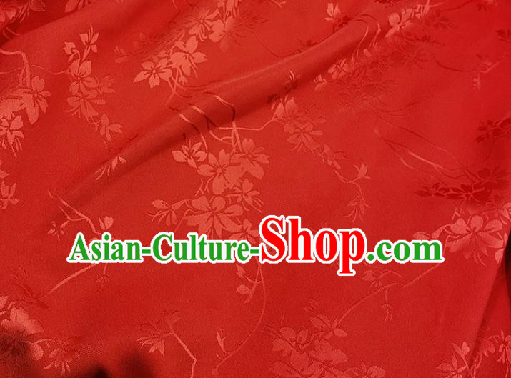 Top Quality Chinese Classical Flowers Pattern Red Silk Material Traditional Asian Hanfu Dress Jacquard Cloth Traditional Satin Fabric