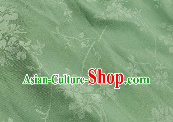 Top Quality Chinese Classical Flowers Pattern Light Green Silk Material Traditional Asian Hanfu Dress Jacquard Cloth Traditional Satin Fabric