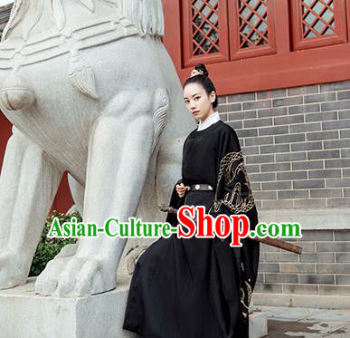 Chinese Ancient Crown Prince Hanfu Garment Traditional Song Dynasty Swordsman Costumes Embroidered Robe and Underwear for Men