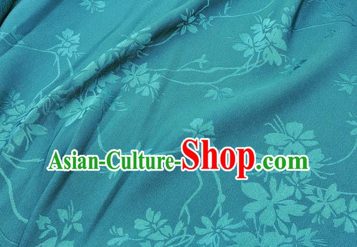 Top Quality Chinese Classical Flowers Pattern Teal Silk Material Traditional Asian Hanfu Dress Jacquard Cloth Traditional Satin Fabric