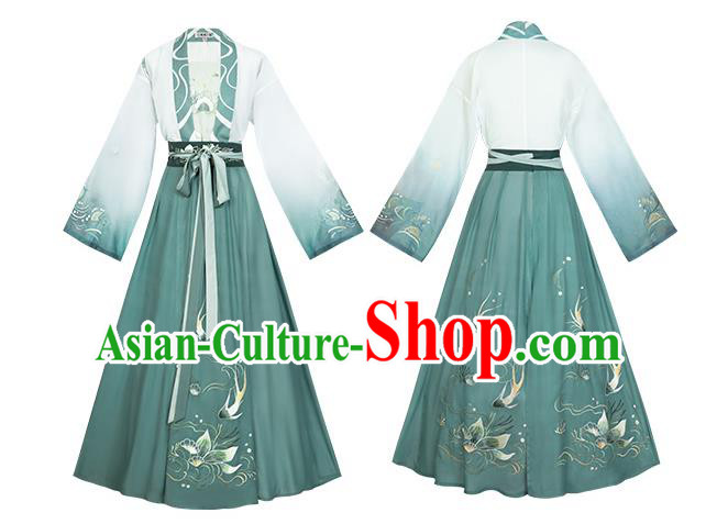 Traditional Chinese Tang Dynasty Civilian Female Hanfu Apparels Ancient Village Girl Embroidered Historical Costumes for Women