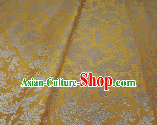 Chinese Classical Imperial Dragon Pattern Design Yellow Brocade Fabric Asian Traditional Tapestry Satin Material DIY Cloth Damask