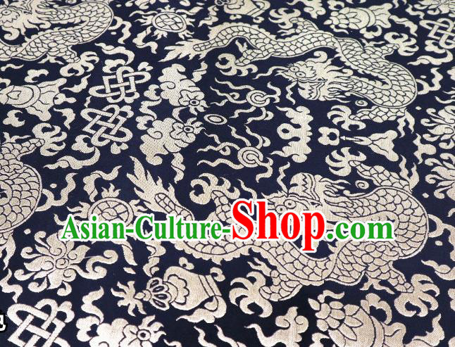 Chinese Classical Imperial Dragon Pattern Design Black Brocade Fabric Asian Traditional Tapestry Satin Material DIY Cloth Damask