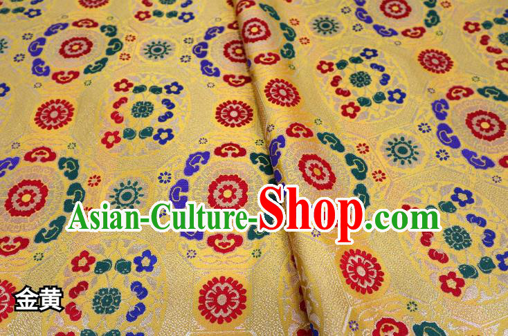 Chinese Classical Imperial Lucky Pattern Design Yellow Brocade Fabric Asian Traditional Tapestry Satin Material DIY Tibetan Cloth Damask