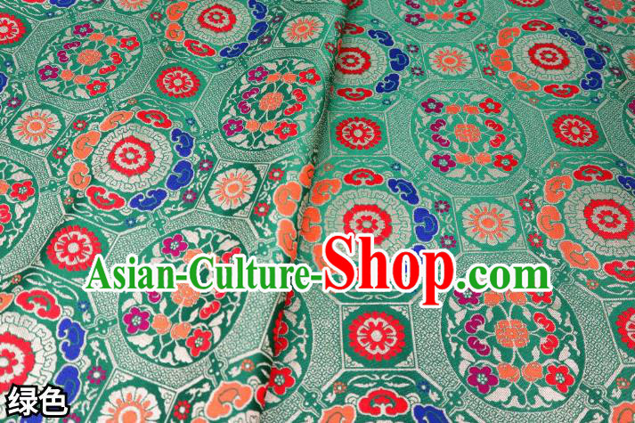 Chinese Classical Imperial Lucky Pattern Design Green Brocade Fabric Asian Traditional Tapestry Satin Material DIY Tibetan Cloth Damask