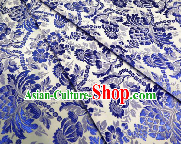 Chinese Classical Ananas Pattern Design White Brocade Cheongsam Fabric Asian Traditional Tapestry Satin Material DIY Imperial Cloth Damask