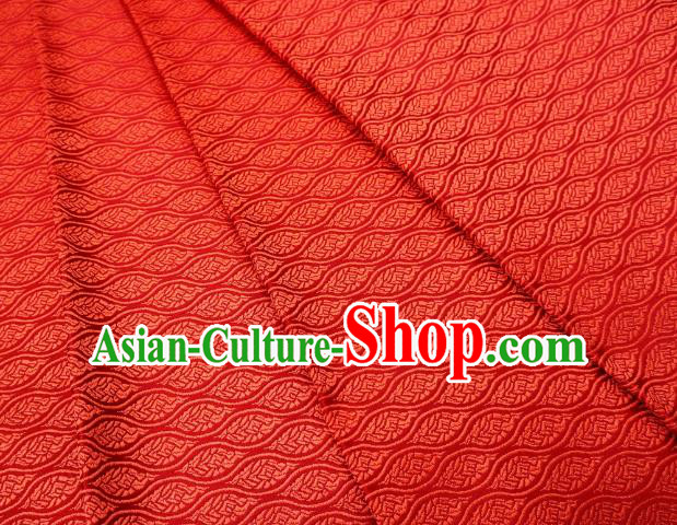 Top Quality Japanese Classical Leaf Pattern Red Satin Material Asian Traditional Brocade Kimono Nishijin Tapestry Cloth Fabric