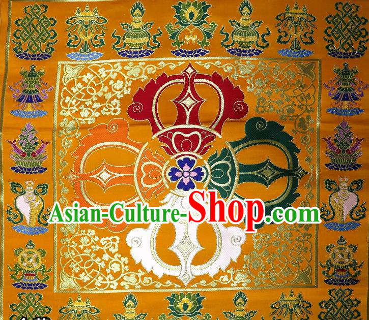 Chinese Buddhism Classical Vajra Pattern Design Golden Brocade Fabric Asian Traditional Tapestry Satin Material DIY Tibetan Cloth Damask