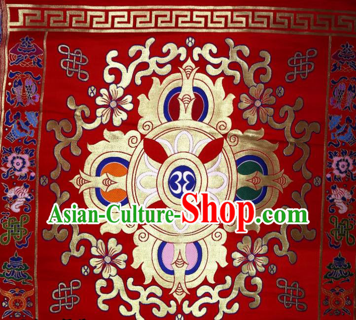 Chinese Buddhism Classical Pattern Design Red Brocade Fabric Asian Traditional Tapestry Satin Material DIY Tibetan Cloth Damask