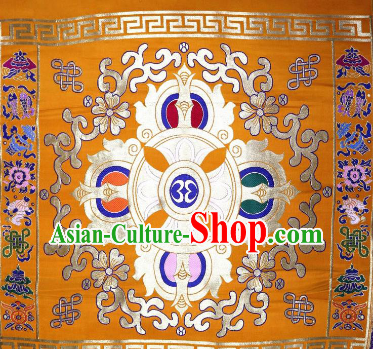 Chinese Buddhism Classical Pattern Design Golden Brocade Fabric Asian Traditional Tapestry Satin Material DIY Tibetan Cloth Damask