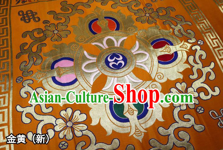 Chinese Buddhism Classical Pattern Design Golden Brocade Fabric Asian Traditional Tapestry Satin Material DIY Tibetan Cloth Damask