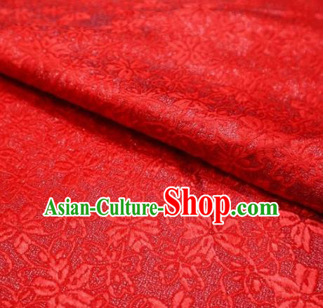 Top Quality Japanese Classical Sakura Pattern Red Tapestry Satin Material Asian Traditional Brocade Kimono Nishijin Cloth Fabric