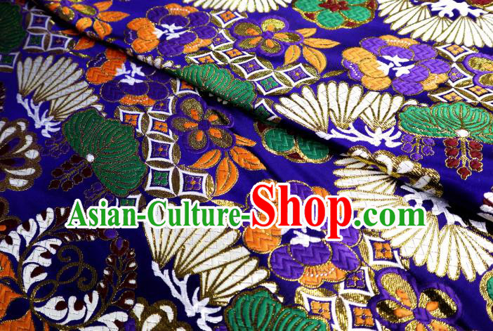 Top Quality Japanese Kimono Classical Banana Pattern Royalblue Tapestry Satin Material Asian Traditional Cloth Brocade Nishijin Fabric