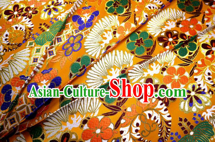 Top Quality Japanese Kimono Classical Banana Pattern Golden Tapestry Satin Material Asian Traditional Cloth Brocade Nishijin Fabric