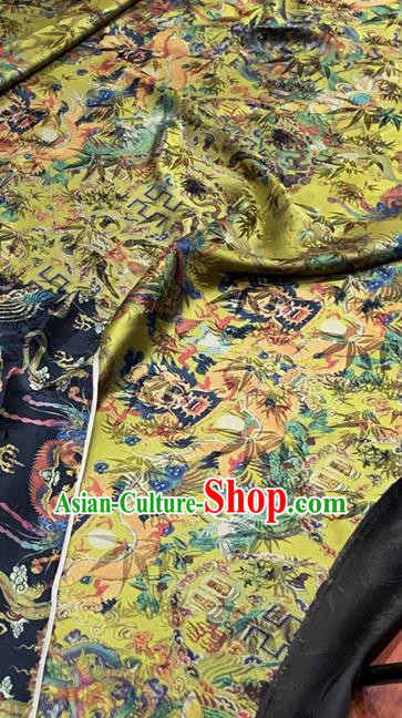 Chinese Classical Dragon Pattern Yellow Watered Gauze Asian Top Quality Silk Material Hanfu Dress Cloth Cheongsam Brocade Imperial Fabric