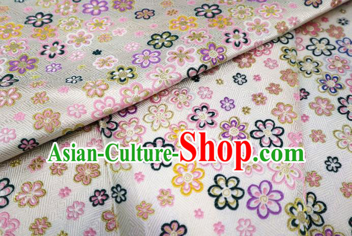 Top Quality Japanese Kimono Classical Pattern Tapestry Satin Material Asian Traditional Cloth White Brocade Nishijin Fabric
