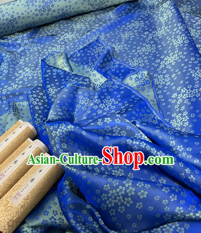 Chinese Classical Plum Pattern Deep Blue Watered Gauze Asian Top Quality Silk Material Hanfu Dress Fabric Cloth Cheongsam Brocade