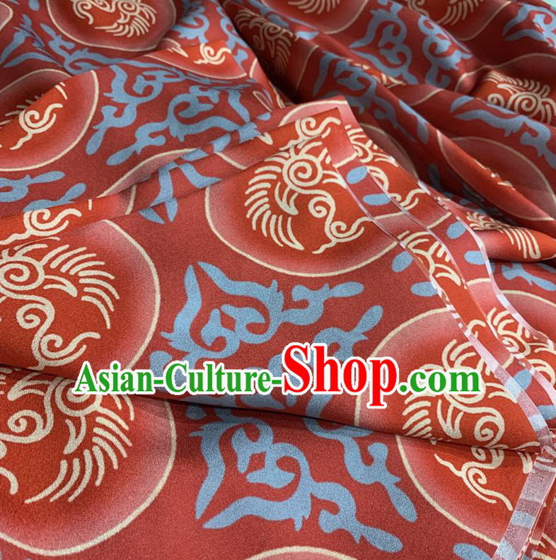 Chinese Classical Phoenix Pattern Red Watered Gauze Asian Top Quality Silk Material Hanfu Dress Fabric Cheongsam Cloth