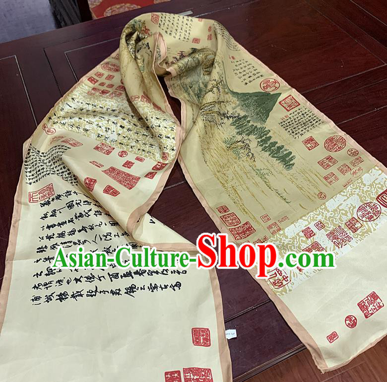 Chinese Classical Autumn Scenery Brocade Fabric Asian Traditional Silk Tapestry Material Painting