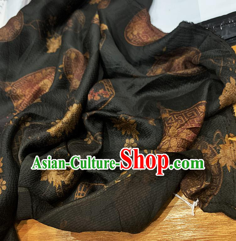 Chinese Classical Pattern Black Watered Gauze Asian Top Quality Silk Material Hanfu Dress Brocade Fabric Cheongsam Cloth
