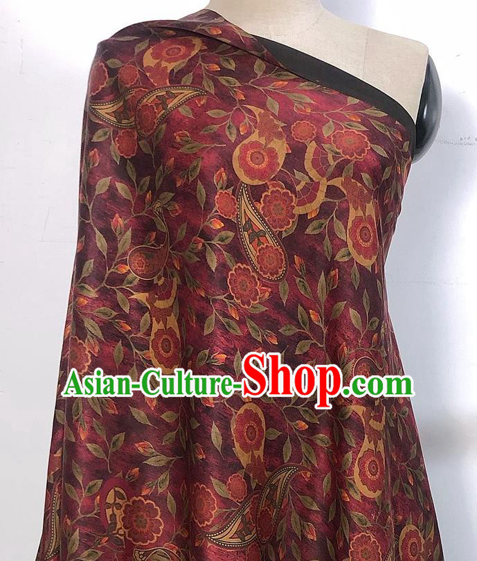 Chinese Classical Cashew Pattern Purple Watered Gauze Asian Top Quality Silk Material Hanfu Dress Brocade Cheongsam Cloth Fabric