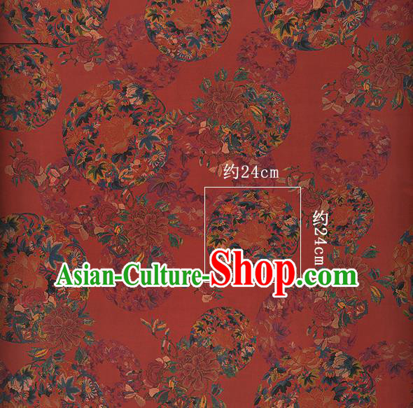Chinese Classical Peony Pattern Red Watered Gauze Asian Top Quality Silk Material Hanfu Dress Brocade Cheongsam Cloth Fabric