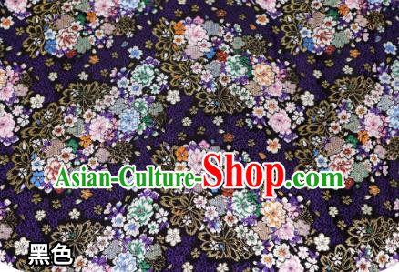 Top Quality Japanese Kimono Classical Sakura Pattern Black Tapestry Satin Material Asian Traditional Brocade Nishijin Cloth Fabric