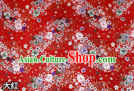 Top Quality Japanese Kimono Classical Sakura Pattern Red Tapestry Satin Material Asian Traditional Cloth Brocade Nishijin Fabric