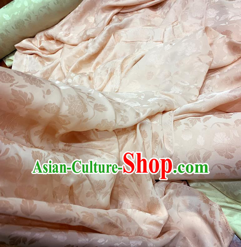 Chinese Classical Peony Pattern Pink Watered Gauze Asian Top Quality Silk Material Hanfu Dress Cloth Cheongsam Fabric