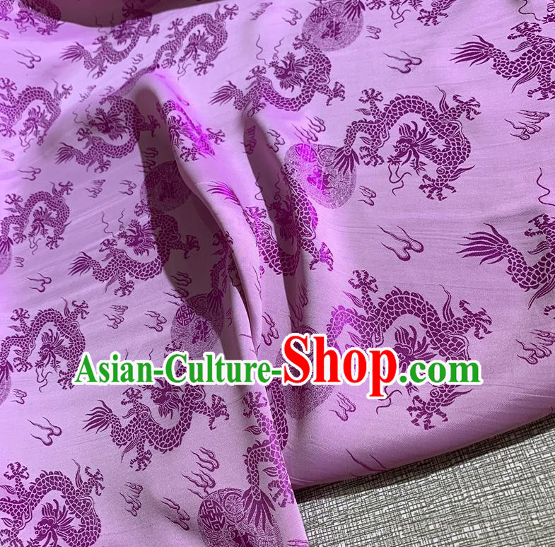 Chinese Classical Dragons Pattern Purple Watered Gauze Asian Top Quality Silk Material Hanfu Dress Cloth Cheongsam Brocade Fabric