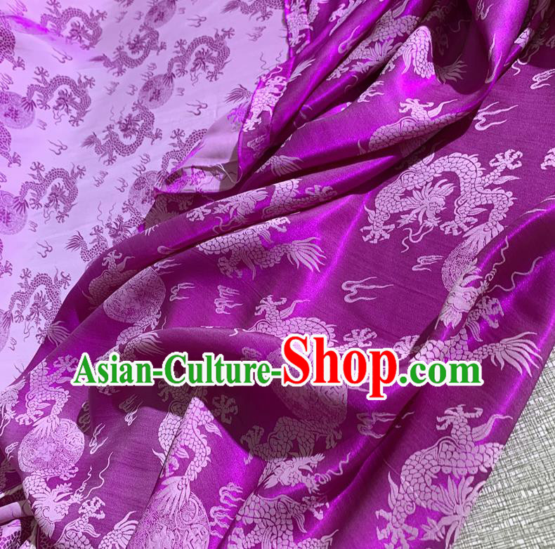 Chinese Classical Dragons Pattern Purple Watered Gauze Asian Top Quality Silk Material Hanfu Dress Cloth Cheongsam Brocade Fabric