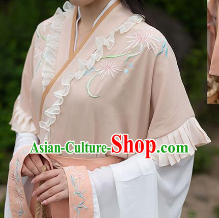 Chinese Ancient Jin Dynasty Princess Hanfu Garment Traditional Embroidered Historical Costumes Complete Set