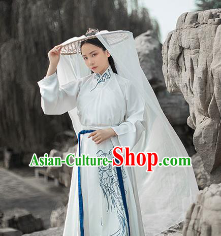 Chinese Ancient Han Dynasty Swordsman Hanfu Garment Traditional Young Male Costumes Embroidered Black Cloak Blouse and Skirt