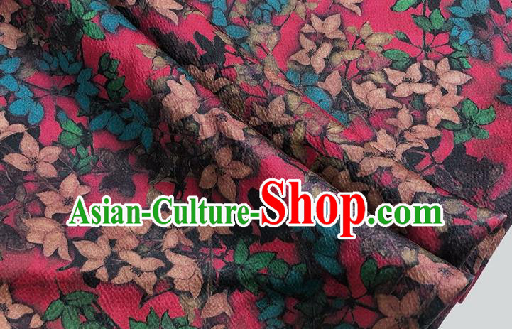 Chinese Classical Red Flowers Pattern Watered Gauze Asian Top Quality Silk Material Hanfu Dress Brocade Cheongsam Cloth Fabric