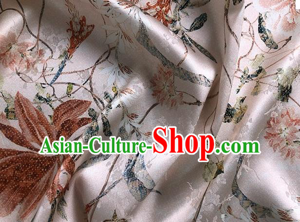 Chinese Classical Butterfly Flowers Pattern Pink Watered Gauze Hanfu Dress Brocade Cheongsam Cloth Fabric Asian Top Quality Silk Material