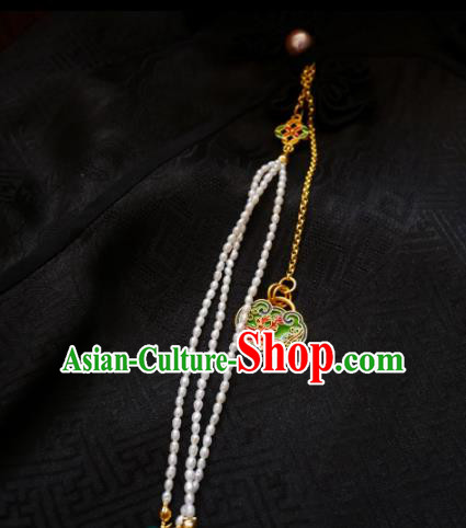 Chinese Classical Cheongsam Lucky Knot Brooch Traditional Hanfu Accessories Handmade Pearls Tassel Breastpin Pendant for Women