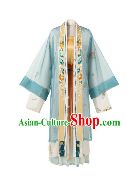 Chinese Traditional Song Dynasty Princess Garment Ancient Hanfu Costumes Embroidered Cloak Top Blouse and Skirt for Rich Lady