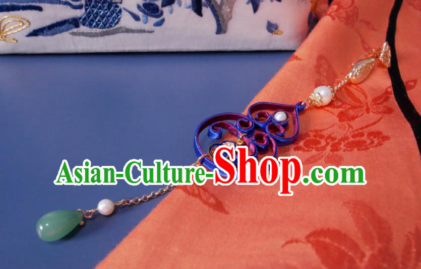 Chinese Classical Cheongsam Silk Cucurbit Brooch Traditional Hanfu Accessories Handmade Aventurine Tassel Breastpin Pendant for Women
