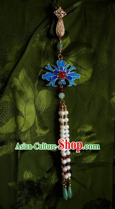 Chinese Classical Blue Flower Brooch Traditional Hanfu Cheongsam Accessories Handmade Pink Breastpin Pendant for Women