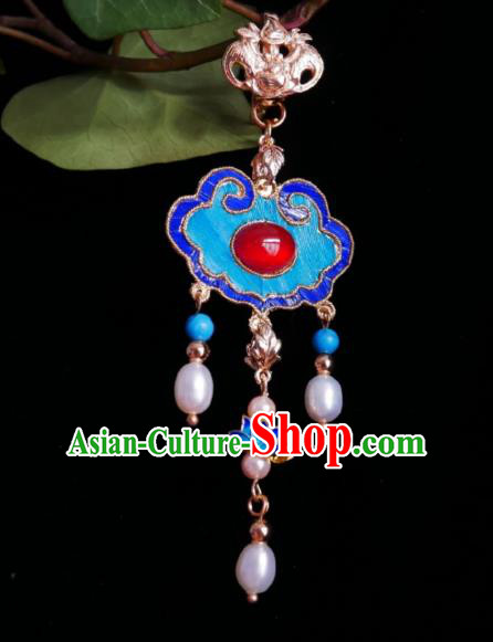 Chinese Classical Agate Brooch Traditional Hanfu Cheongsam Accessories Handmade Pearls Tassel Breastpin Pendant for Women