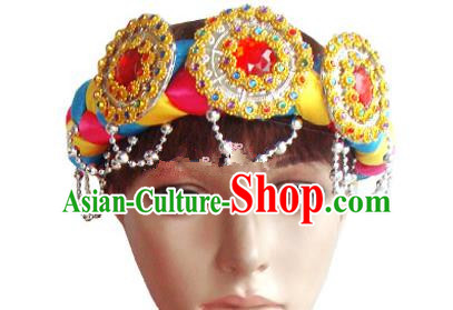 Chinese Traditional Folk Dance Hair Clasp Hair Accessories Decoration Handmade Zang Ethnic Headdress Stage Show Headwear for Women