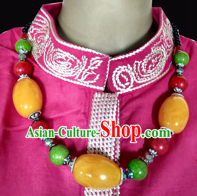 Chinese Handmade Zang Nationality Folk Dance Necklet Decoration Traditional Tibetan Ethnic Retro Necklace Jewelry Accessories for Women