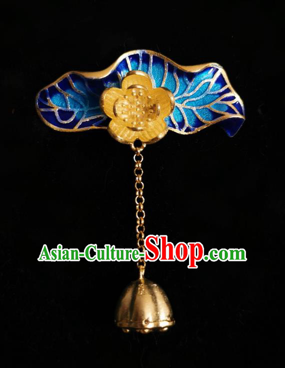 Chinese Classical Cloisonne Brooch Traditional Hanfu Cheongsam Accessories Handmade Golden Lotus Breastpin Pendant for Women